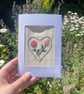 Embroidered Card with Heart and flowers