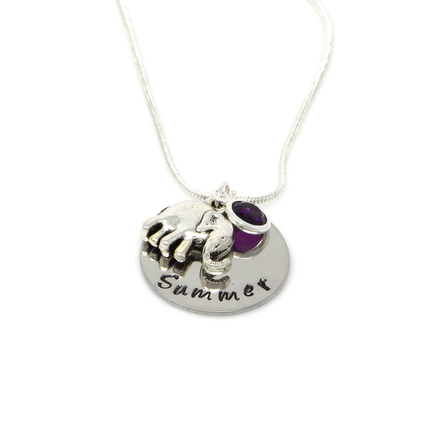Elephant Necklace with Birthstone Charm - Gift Boxed - Free Delivery