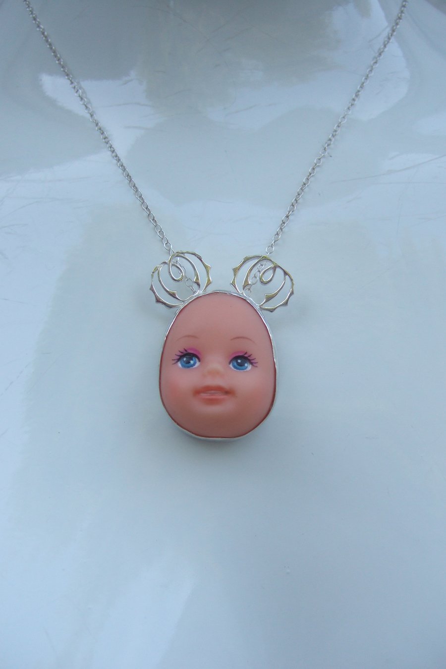 Sterling Silver Doll Face Pendant No. 12