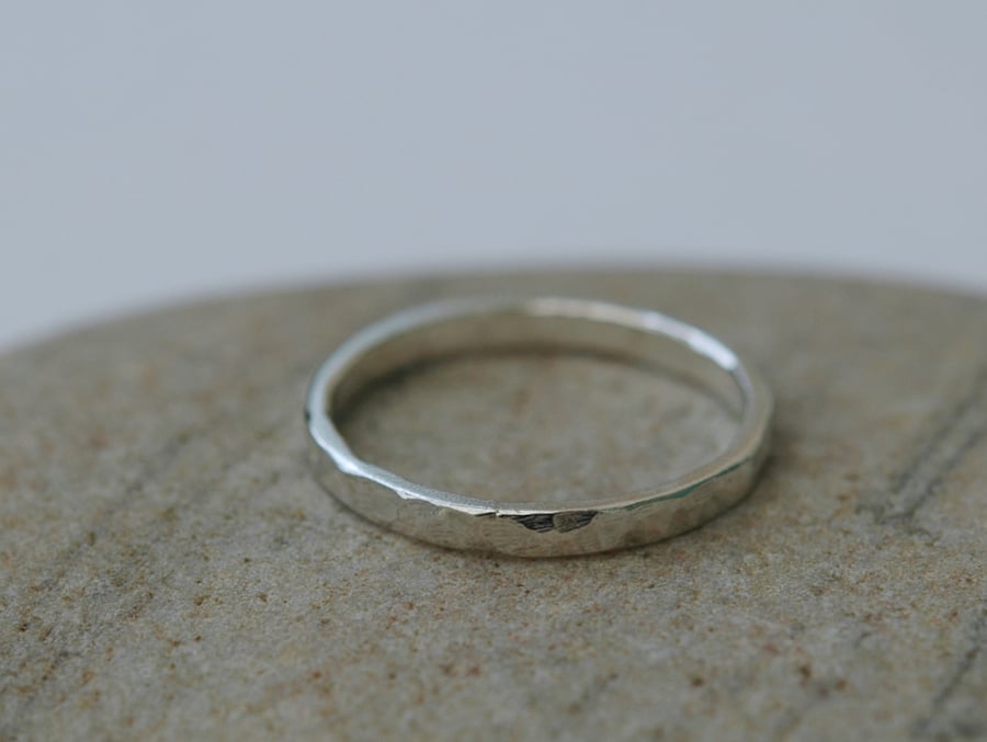 Hammered Sterling Silver Ring, sizes M, Q and R.