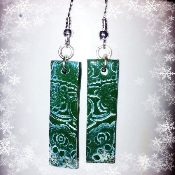 Stamped polymer clay earrings 