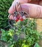 Antique Finish Crystal Dangle Earrings With Crystals in Hyacinth Orange and Pink - Image 3
