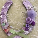 Decorated Floral Wooden Horseshoe for Bride or Bridesmaid Good luck Lilac