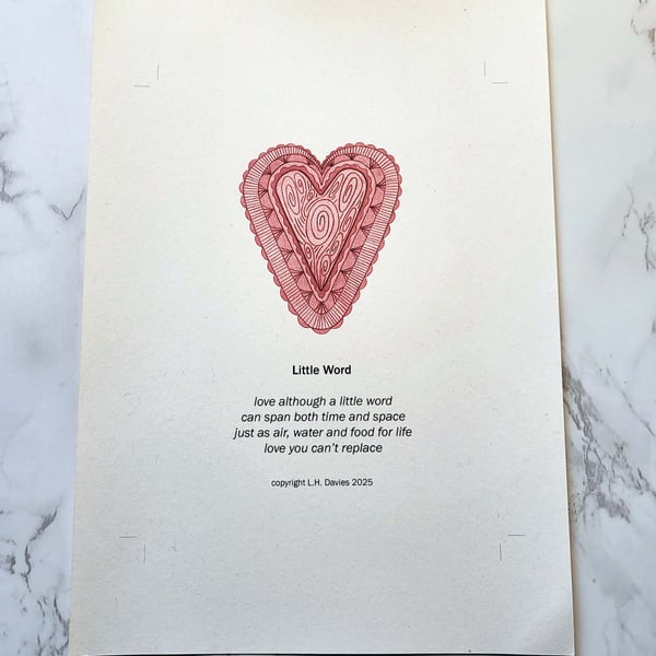 Poetry Art Print - 'Little Word' Limited Edition