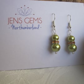 Metallic Green Imitation Pearl Earrings