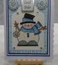 Christmas Card Cool Yule Xmas Snowman and Snowflakes 3D Luxury Handmade Card - Image 1