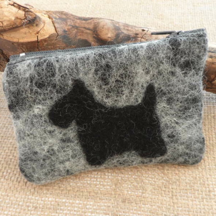 Felted Scottie Dog Coin Purse