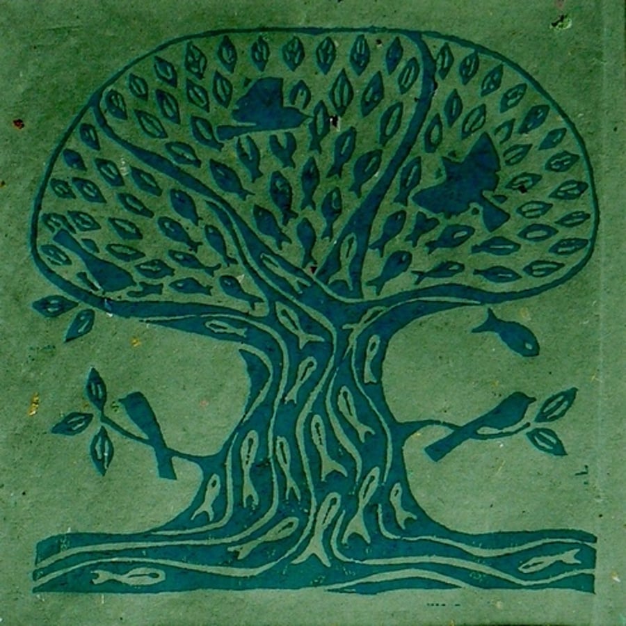 Sea Tree Linocut