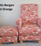 Fryetts Bergen Burnt Orange Floral Fabric Chair & Footstool Adult Armchair  - Image 2