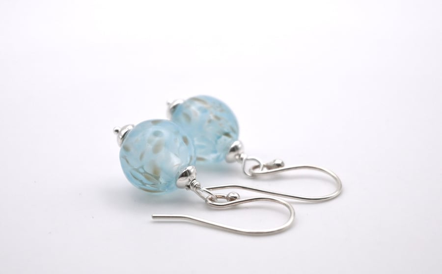 blue lampwork glass earrings