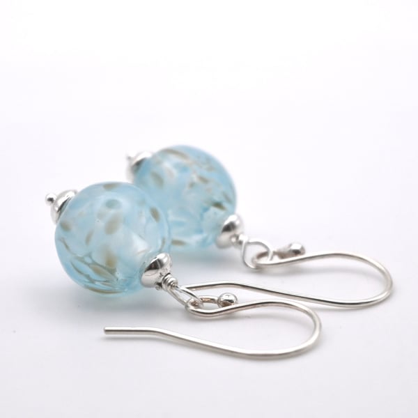 blue lampwork glass earrings