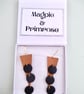 Leather Dangle Drop Earring Tan and Black Leather Contemporary Style - Image 1