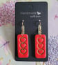 Handmade Polymer Clay Red and Gold Hearts Earrings. 316 Stainless Steel 