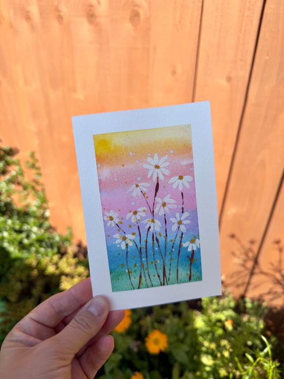 Hand-Painted Watercolour Floral Card - A6 Size