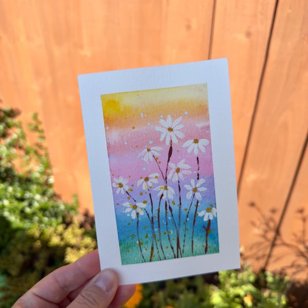 Hand-Painted Watercolour Floral Card - A6 Size