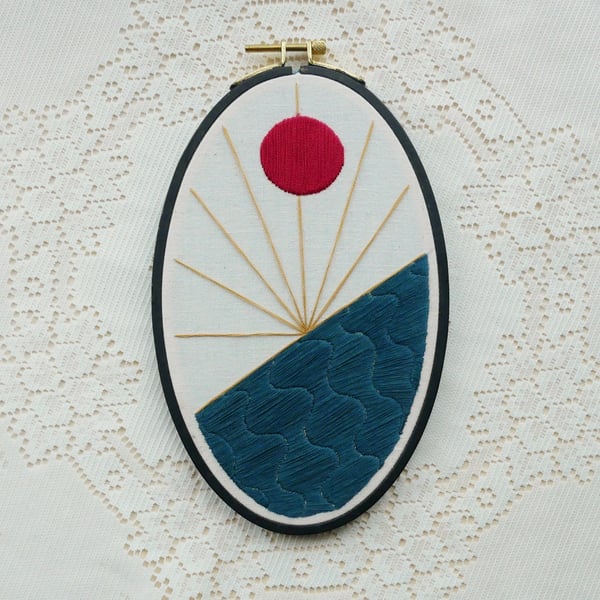 Summer By The Sea - Original Embroidered Art Piece