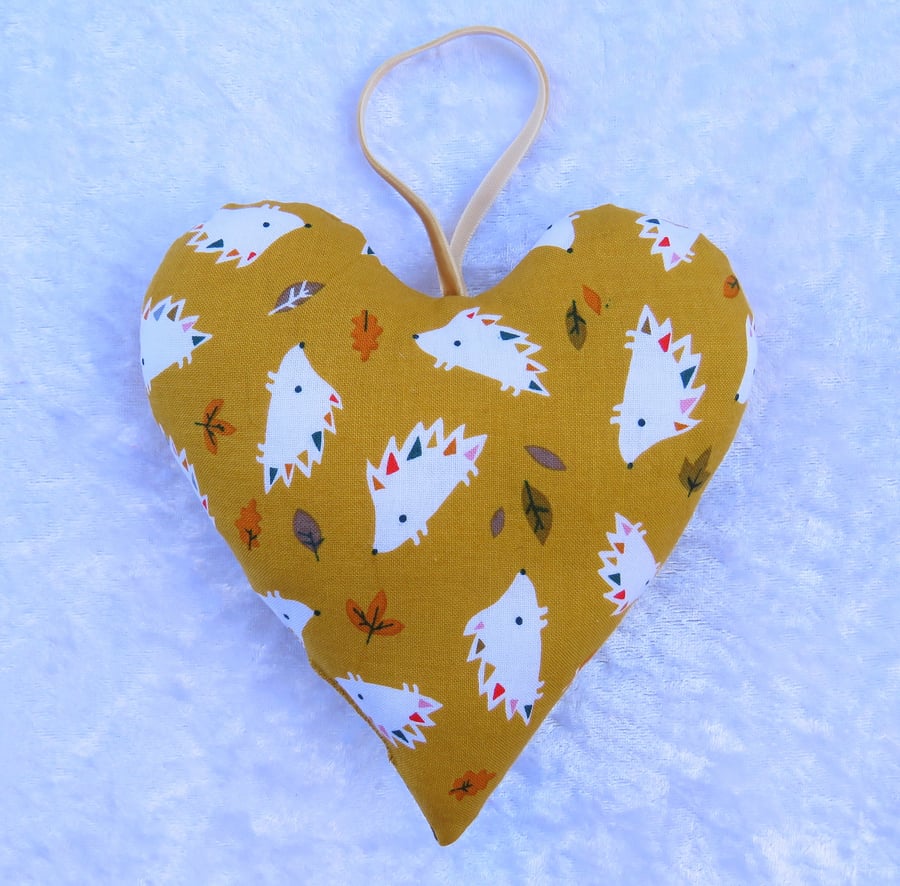 Heart decoration, hedgehogs, fabric heart