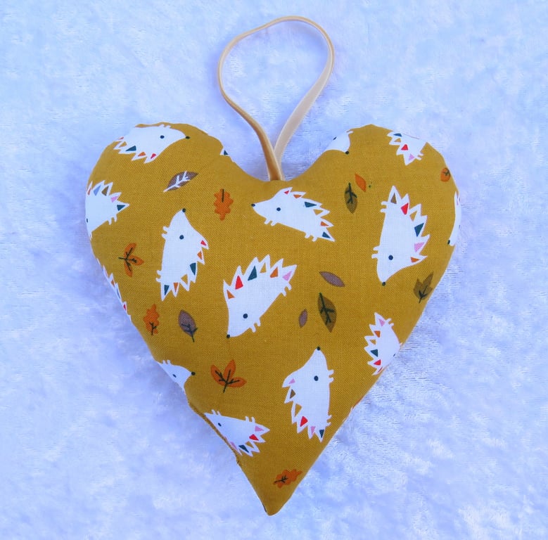 Heart decoration, hedgehogs, fabric heart