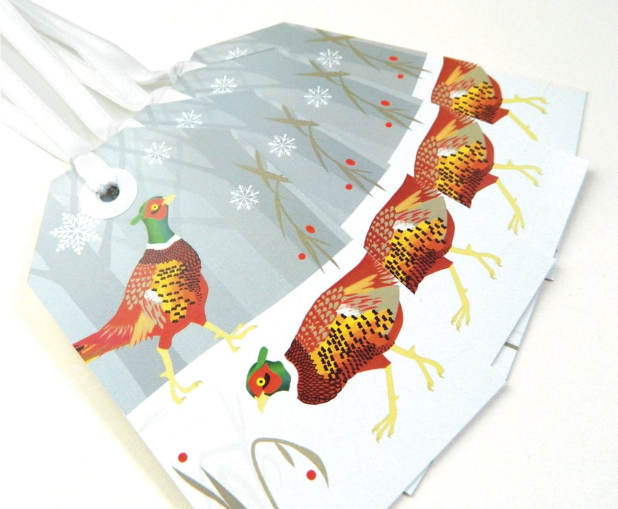 Pheasant Christmas Gift Tags - pack of Four tags