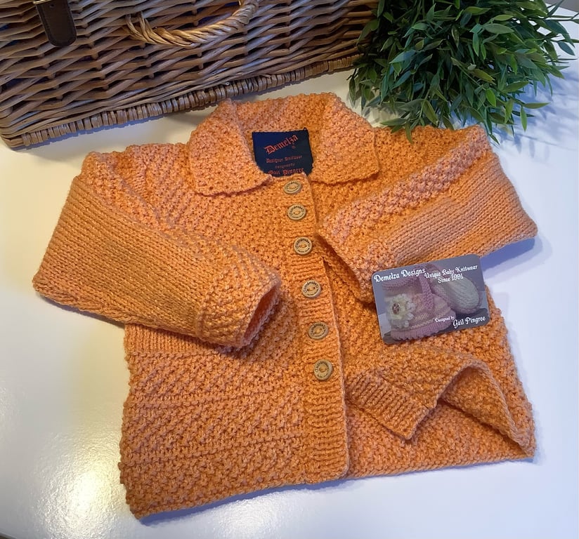 Textured Hand Knitted Long Length Cosy Cardigan 1- 2  years size