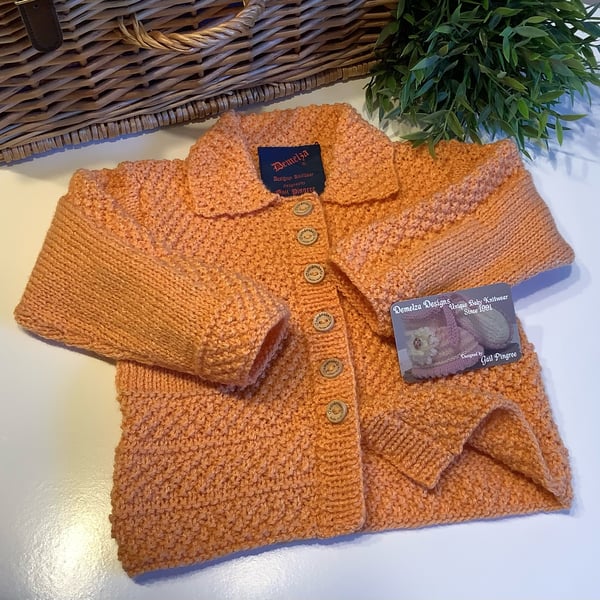 Textured Hand Knitted Long Length Cosy Cardigan 1- 2  years size