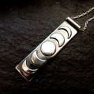 Silver bar moonphase necklace , elegant moon pendant