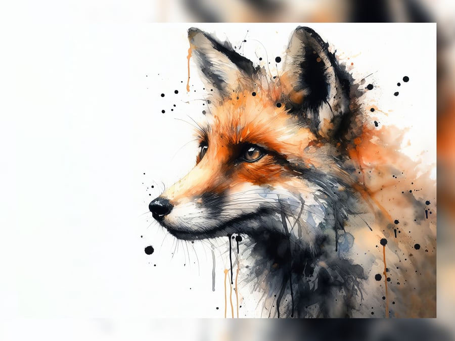 Watercolor Fox Art Print - Captivating 5x7 Wildlife Portrait Decor
