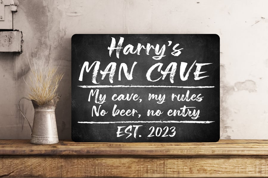 Personalised Metal Vintage MAN CAVE Sign Bar Gift Brother Dad Christmas Garage