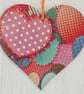 Decoupaged Wooden Hanging Heart 15cm (6"): Patchwork Hearts design - Image 4