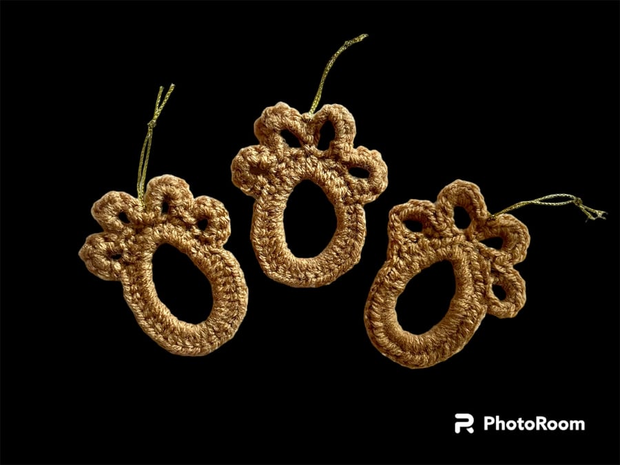 Set of 3 Paw Print Christmas Ornament, Secret Santa, Fur Baby Decoration 