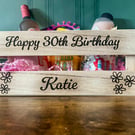 Personalised Hand-Burned Wooden Birthday Crate - Custom Keepsake Gift