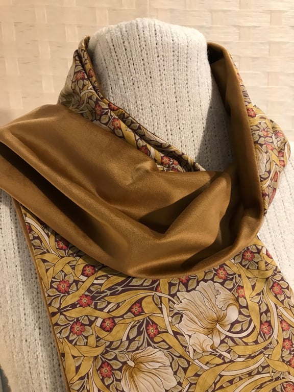 Liberty of London Print Long Scarf.Cotton Tana Lawn and Velvet  