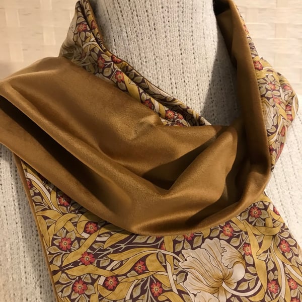 Liberty of London Print Long Scarf.Cotton Tana Lawn and Velvet  