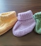 Handknitting babies booties, 100% cotton.