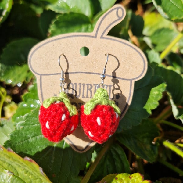 Strawberry Earrings, Summer Jewellery, Red dangle earrings, Fruit themed gift