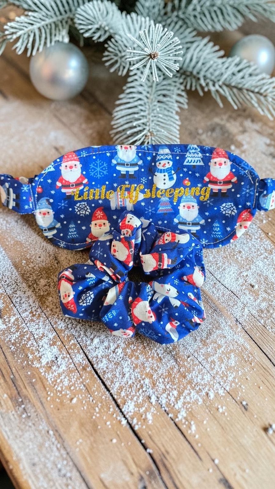Christmas sleep mask and matching scrunchie
