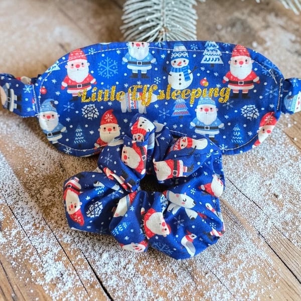 Christmas sleep mask and matching scrunchie