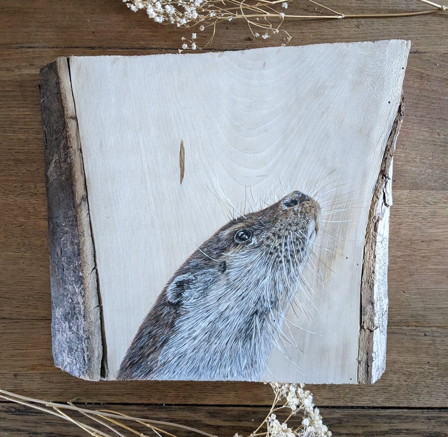 Original Otter painting on reclaimed and repurposed wood