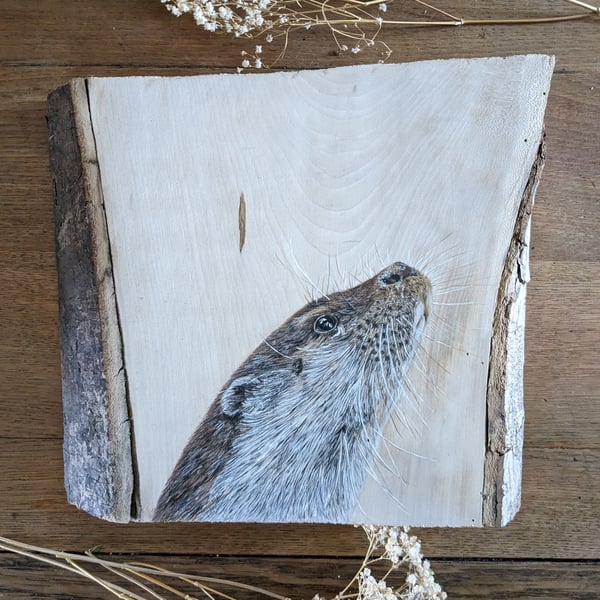 Original Otter painting on reclaimed and repurposed wood