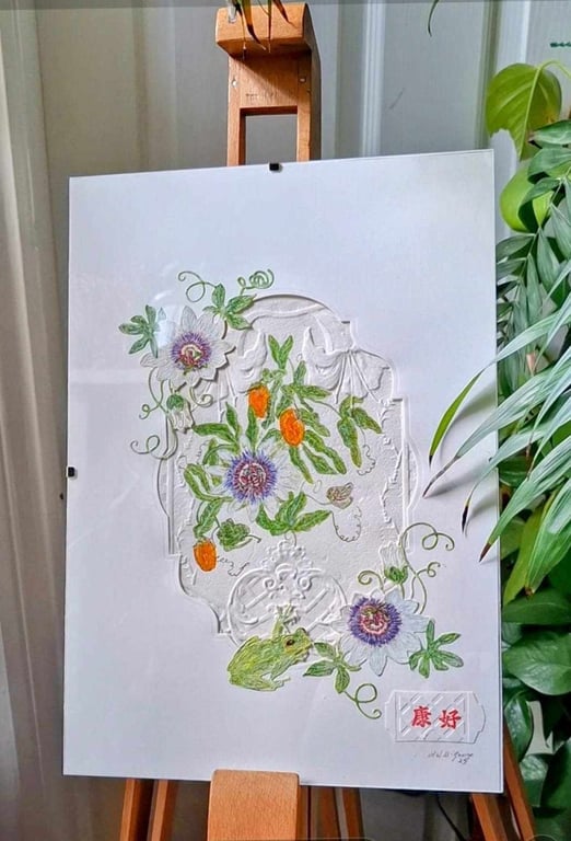 Painting Incorperating Water Colour, Mixed Media And Collage Framed Free P&P