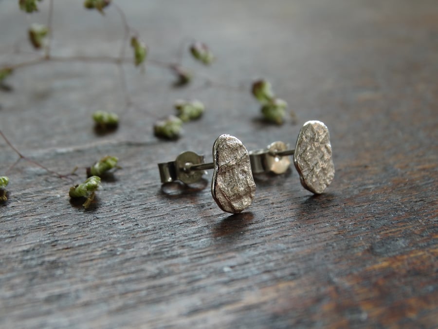 Silver stud earrings - landscape studs - recycled sterling silver