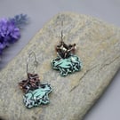 Frog Earrings, Frog Fairy, Frog with Wings Earrings, Cottagecore, Resin Earrings
