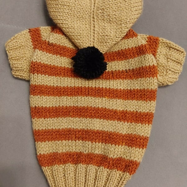 Small dog puppy sweater jumper coat 12”L 14”G hand knit (raglan sleeved)
