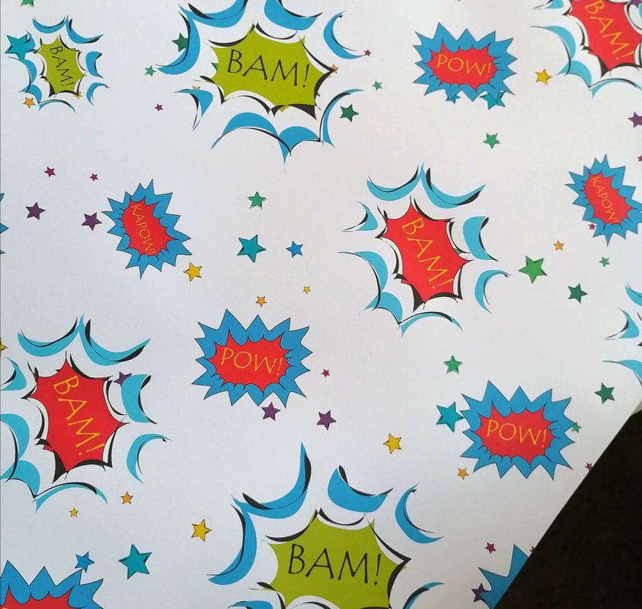Super hero Gift Wrap, Superhero Birthday Gift Wrap