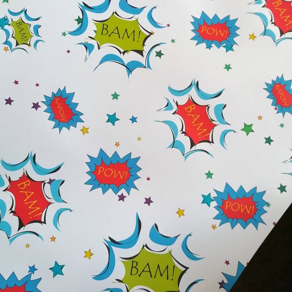 Super hero Gift Wrap, Superhero Birthday Gift Wrap