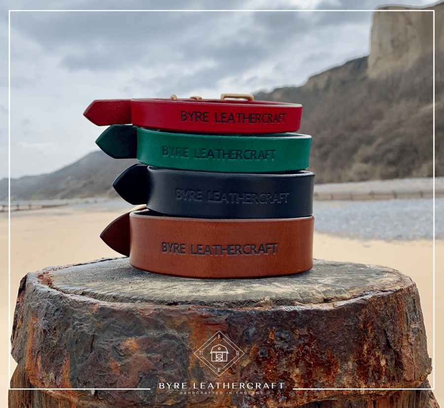 Handmade Leather Dog Collars in a Variety of Width