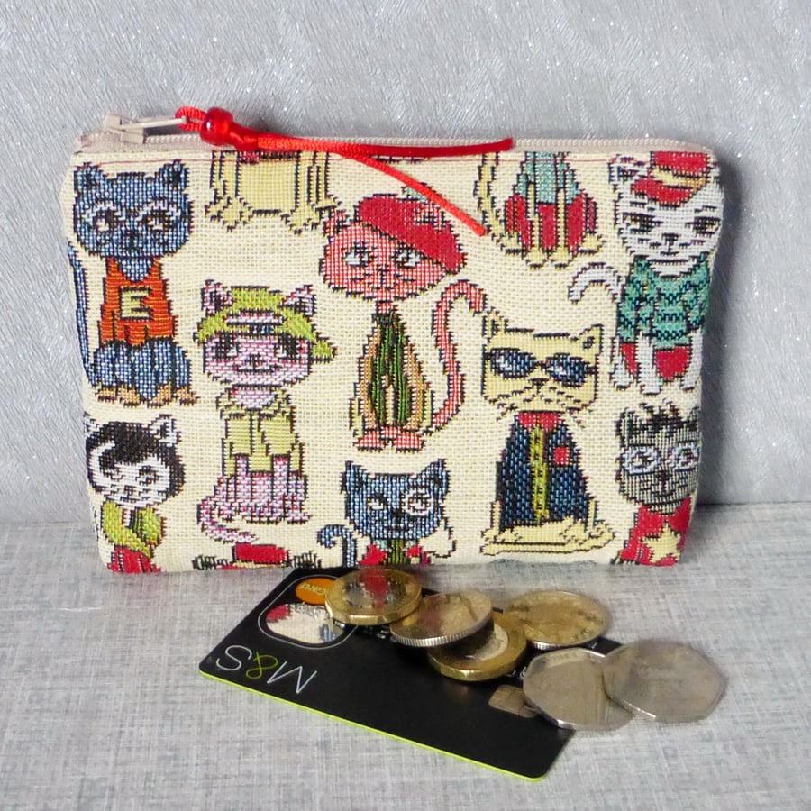 Large purse, coin purse, make up bag, comic cats