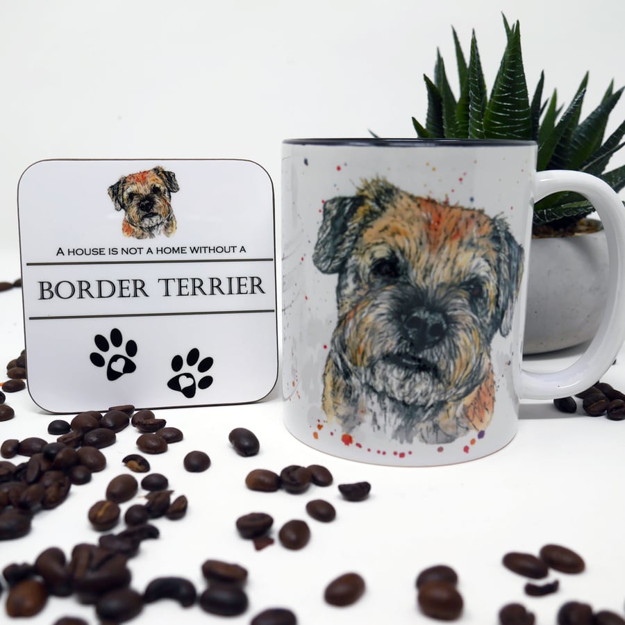 Border Terrier, Border Terrier Mug, Border Terrier Gift, Mug & Coaster Set