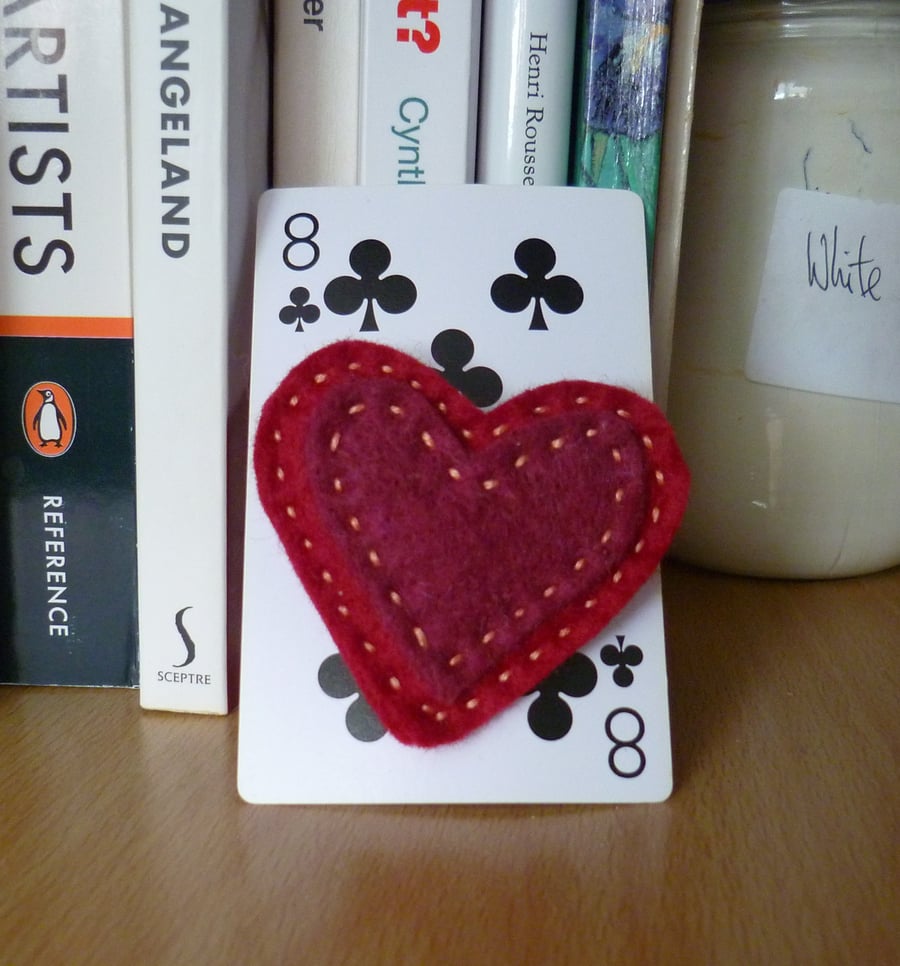 Heart Shaped Felt Brooch