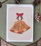 Christmas Bells Card, Merry Christmas Greeting Card, Illustrated Christmas Card - Image 1